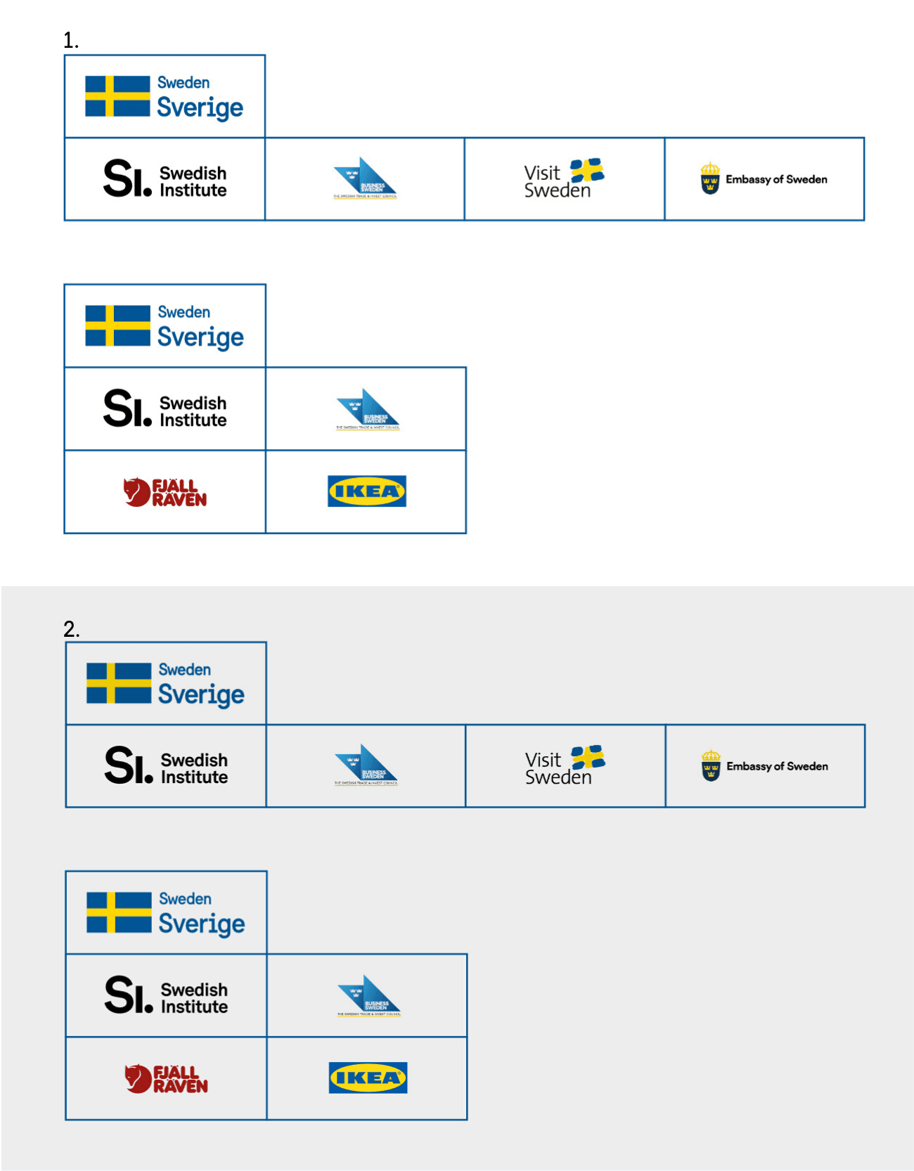 Examples of sender systems containing logos with original colours.