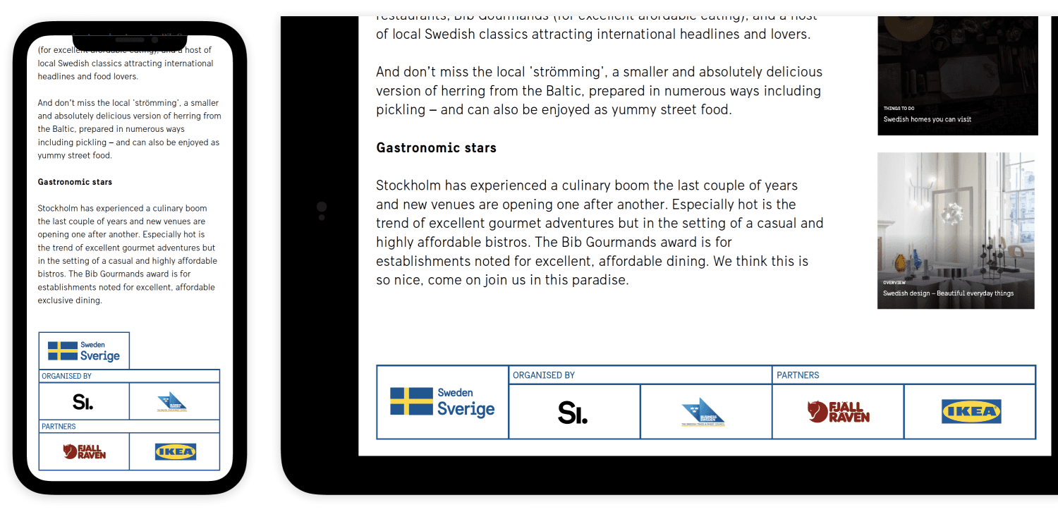 Two images showcasing placement of sender system with labels. One with the sender system placed at the bottom of a webpage and one with the sender system placed in bottom of a slide.