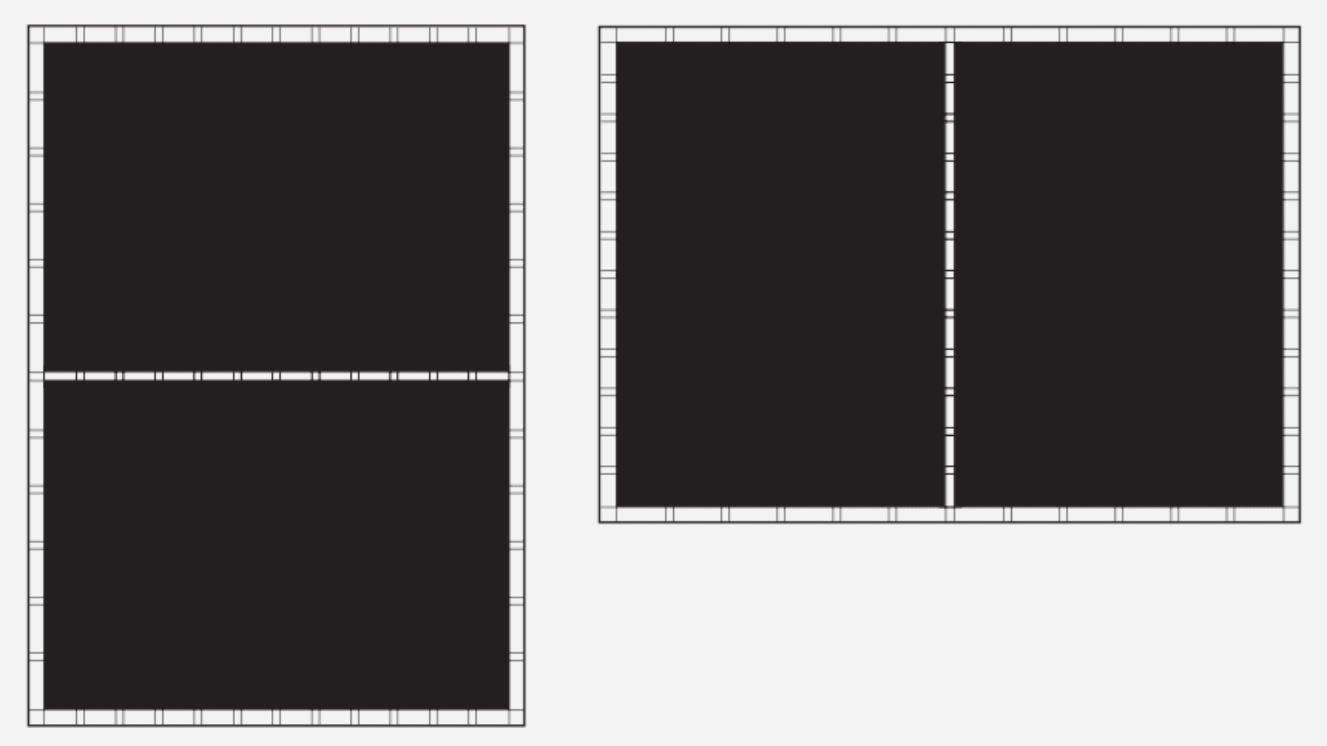 Composition when the modules are halves, portrait and landscape format.