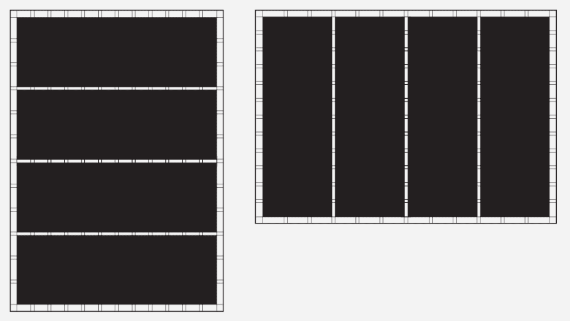 Composition when the modules are quarters, portrait and landscape format.