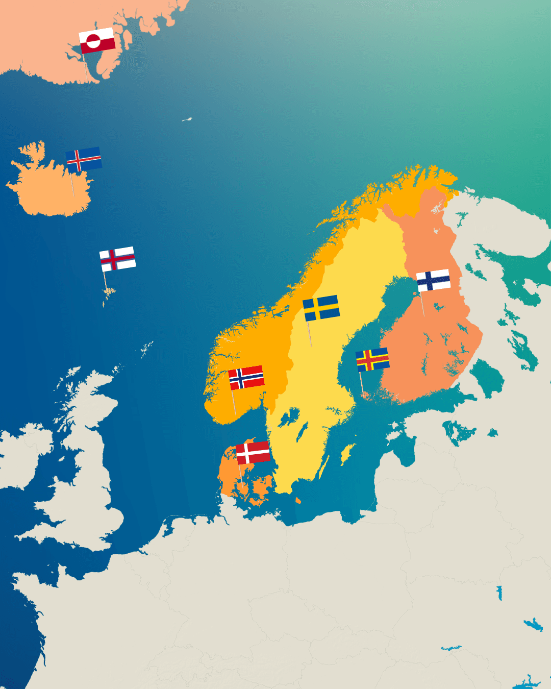 A map of the Nordic countries