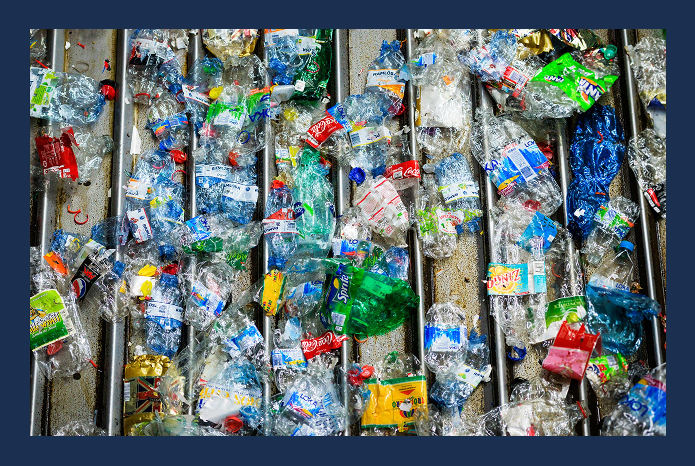 Plastic bottles being sorted.