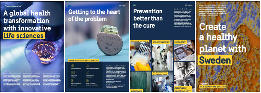 Four posters about the life science sector.