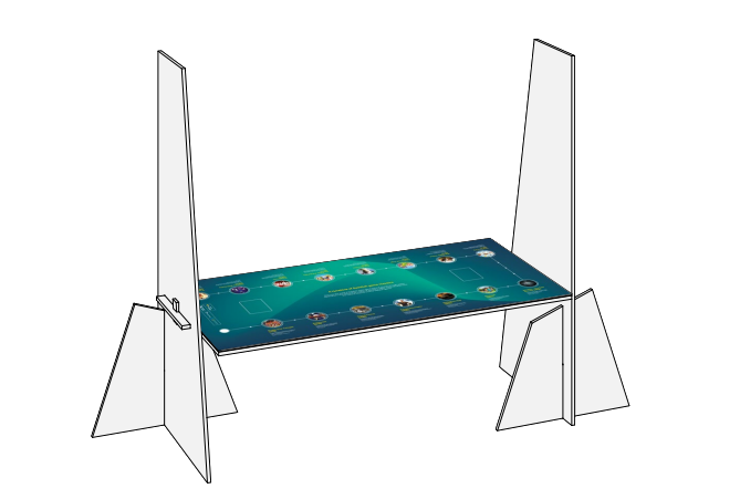 A horizontal timleline on a table.  